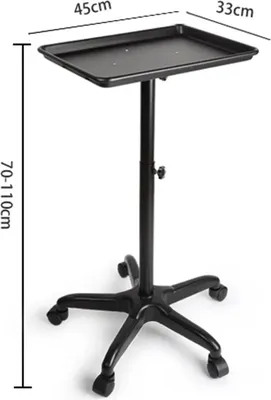 Zdjęcie produktu dla Wózek fryzjerski – mobilny wózek salonowy z regulacją wysokości – metalowy wózek do przechowywania – przenośny – 3,6 kg – czarny