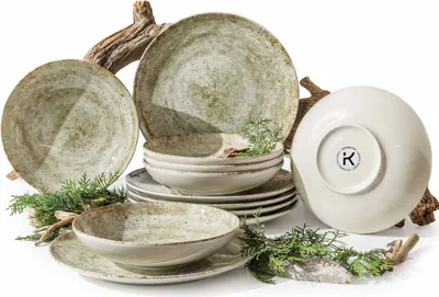 Obrázek produktu pro KONSIMO jídelní souprava ERATO, vyrobená v EU, (12-dílná), pro 6 osob, porcelán, vhodné do myčky, vhodné do mikrovlnky, kulatý tvar, tvrdý porcelán