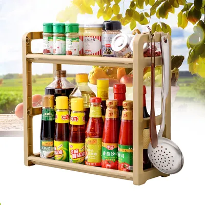 Productafbeelding van Keukenopslagrek, multifunctionele plank met twee niveaus, staand model, organizer - 2 stuks