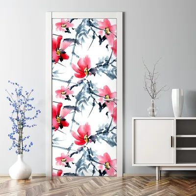 Produktbild von Dekorative Türposter selbstklebend Klebefolie Wandaufkleber Türaufkleber Blüten Baum Blumen 85 x 200 cm