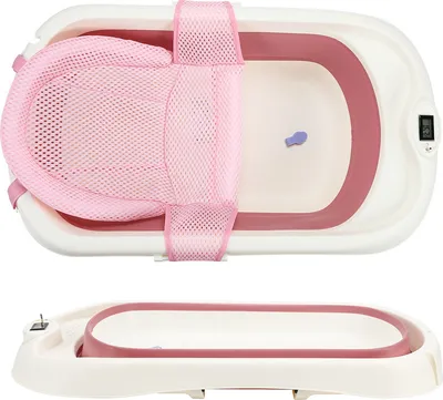 Produktbild von Clanmacy Baby Badewanne Babywanne anti-rutsch Bathtub ergonomisch für  Neugeborene 83 x 46 x 21 cm, rosa