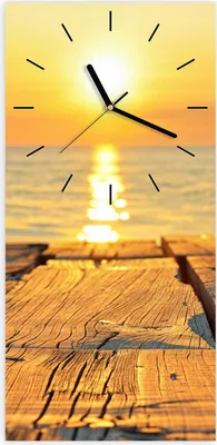 Produktbild von Wanduhr aus Glas mit Motiv Sonnenuntergang Meer- 30 x 60 cm - inkl. Aufhängesystem