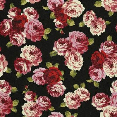 Immagine prodotto di OUTDOOR DEKOSTOFFE OXFORD - motivo rose su sfondo nero