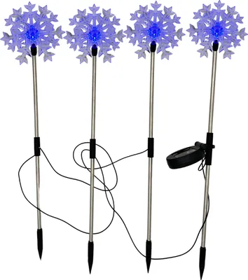 Produktbild von abc HOME | Gartenstecker Schneeflocken | 4er Set | LED | Solarpanel | Lichtsensor
