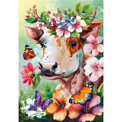 Produktbild von Cherry Pazzi - Puzzle Cow with flowers - 500 dielov