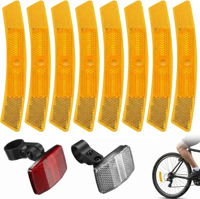 Immagine prodotto di Set di 10 riflettori per bicicletta: 8 catarifrangenti gialli da applicare ai raggi e 2 luci di segnalazione rosse e bianche, ad alta visibilità