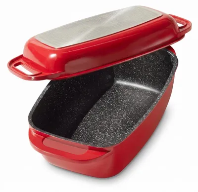 Produktbild von STONELINE® Bräter Schmortopf Rot 40x22 cm | mit Deckel