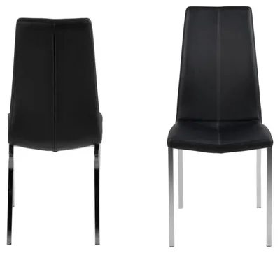 Productafbeelding van Eetkamerstoel Askra Zwart/zilver Polyurethan- Giga Living- Set van 4