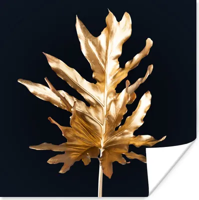 Produktbild von MuchoWow® Poster Blätter - Gold - Herbst - Natur - Luxus 50x50 cm - Wohnzimmerdekoration