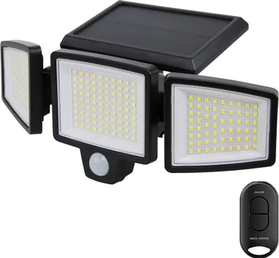 Produktbild von Auronic Solar Außenleuchte mit Bewegungsmelder - Wandleuchte mit Sensor - Solarenergie - 210 LEDs - IP65 - Schwarz