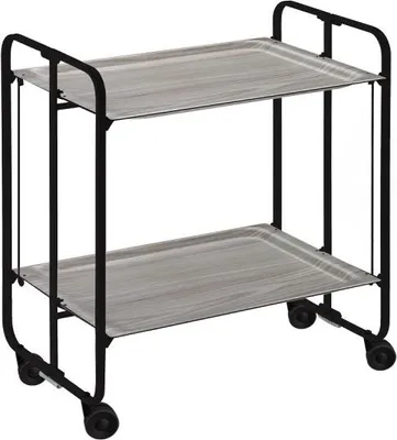 Produktbild von DON HIERRO - Klappbarer Servierwagen BAUHAUS mit Rollen – Metallgestell schwarz, 2 Ebenen, 4 Positionen