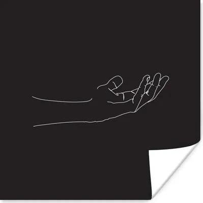 Produktbild von MuchoWow® Poster Hände - Schwarz - Strichzeichnung 50x50 cm - Wohnzimmerdekoration
