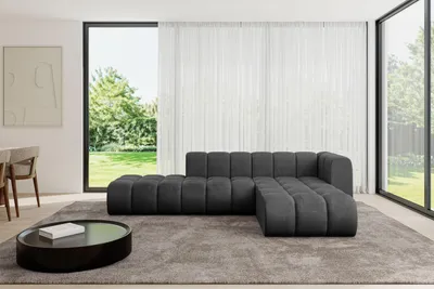 Produktbild von ALTDECOR Modulares Sofa Ecksofa in L-Form - Zuvon-L1 - 296x177x70 cm Schwarz - Corner modular Sofa Eckcouch Couch Wohnlandschaft Cauchsofa Bodensofa Polstersofa