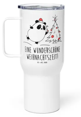 Produktbild von Mr. & Mrs. Panda Edelstahl Tasse Panda Weihnachtszeit - Weiß - Geschenk, Thermobecher, thermosbecher, Teetasse, getränkebecher, Kaffee-to-go-Becher, Reisebecher