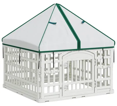 Zdjęcie produktu dla 4 Panelowa Zabawka dla Psów z Dachem Biały 88 x 58 cm