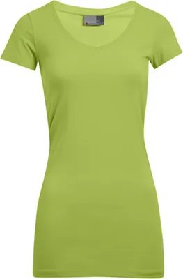 Produktbild von Slim-Fit V-Ausschnitt T-Shirt Lang Damen Wilde Limette, XS