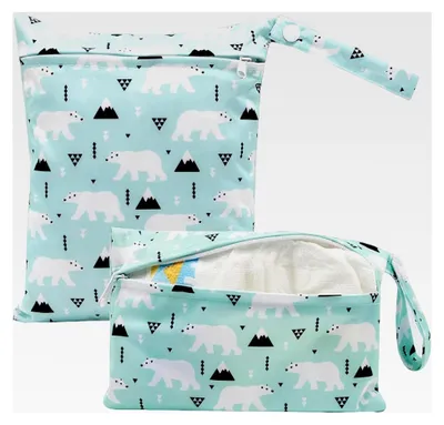 Produktbild von Wasserdichte Tasche – 2 Stück, wiederverwendbar, Aufbewahrung für das Babyzimmer, Feuchtbeutel für Badebekleidung, Windeln, Tücher