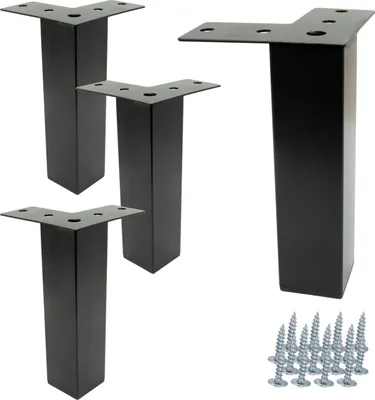 Produktbild von 4er-Set quadratische Möbelbeine aus schwarzem Metall, 15 cm hoch, stilvoll und funktional für vielseitige Möbelanwendungen