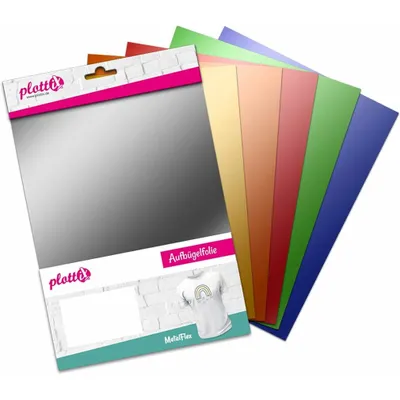 Productafbeelding van Plottix MetalFlex strikfolie, 6 stuks, verschillende kleuren, metaal effect, decoratief folie