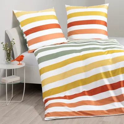 Produktbild von Janine Mako-Satin Bettwäsche J.D. 87115 gelb grün 140x200 cm + 70x90 cm
