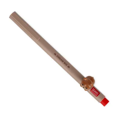 Produktbild von Legami - Gelschreiber mit dekorativem Tier - Lovely Friends, Teddy Bear-Thema, nicht rollend, rot Tinte, entfernbares und wieder kombinierbares Tier, 0,5 mm Spitze