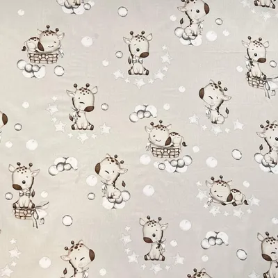 Produktbild von Baumwolle 100% Baby-Giraffen beige auf beigem Hintergrund