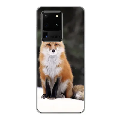 Produktbild von MuchoWow® Handyhülle Schutzhülle Hülle für Samsung Galaxy S20 Ultra Fuchs - Schnee - Rot Silikon Softcase Handy Hülle - Karteninhaber