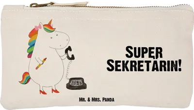 Produktbild von Mr. & Mrs. Panda Kulturbeutel Einhorn Sekretärin Größe S Klein - Weiß - Geschenk, Einhörner, Schminktasche, Mäppchen, kosmetiktäschchen, Büro, Unicorn, Steuerkanzlei