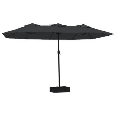 Produktbild von vidaXL Doppel-Sonnenschirm mit LED-Leuchten Schwarz 449x265 cm
