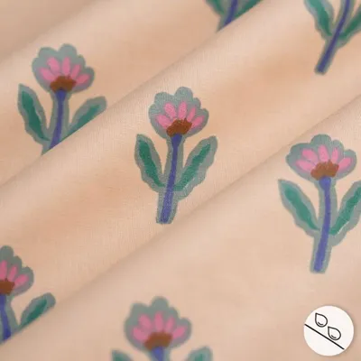Imagen del producto de Tela de crepé estampada con motivos florales, 150 cm de ancho, con certificación