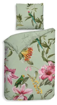 Produktbild von Heckettlane Bettbezug Baumwoll-Satin Maribel - 155x220 cm + 1 Kissenbezug 80x80 cm in der Farbe Reseda Green