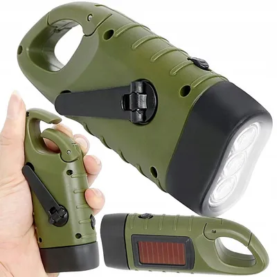 Produktbild von Kurbeltaschenlampe, Taschenlampe, Dynamo, Selbstaufladbar ohne Batterien, LED Notfall Taschenlampe, Wasserfest, Für Notfallset & Camping