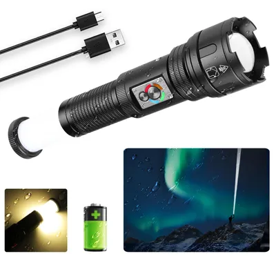LED-Taschenlampe 500000 Lumen, wiederaufladbar, COB-Licht, wasserdicht