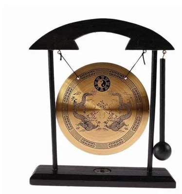 Zdjęcie produktu dla Chiński dzwon "Dragon's Gong" – tybetańska dekoracja wykonana z drewna i mosiądzu
