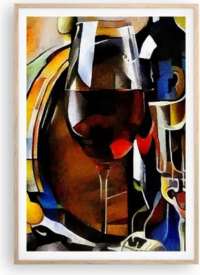 Produktbild von Gerahmtes Poster - Rahmen in heller Eiche - Wein Abstraktion - 70x100 cm - Wand Bild - Wanddeko - Wandbilder - Wandposter - Bilderrahmen - Bilder - Kunstdruck - Wandbild - P2NPA70x100-3477