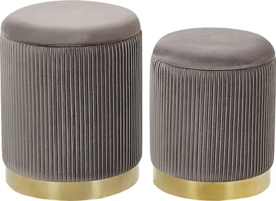 Obrázek produktu pro BELIANI Puf Sada 2 kusů  modrý samet s úložným prostorem zlatým podstavcem, moderní design