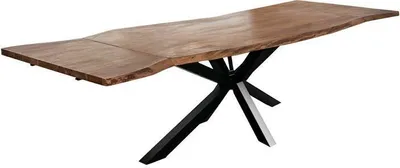 Produktbild von Baumkantentisch Akazie nougatfarben 220(320)x100 cm Ansteckplatten Spider-Gestell schwarz JANOSH