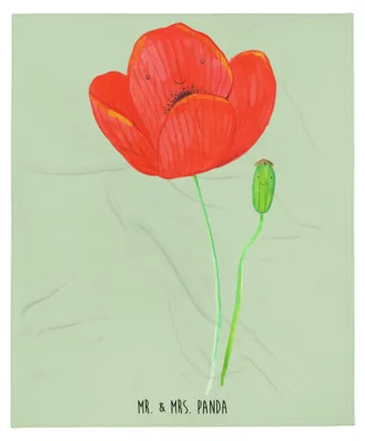 Produktbild von Mr. & Mrs. Panda Tagesdecke Blume Mohnblume - Blattgrün - Geschenk, Bettdecke, Selbstliebe, Winterdecke, Respekt, Mohn, Motivation, Religion, Plaid, Garten, Warme Decke