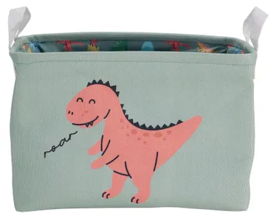 Obrázek produktu pro Dětská úložná krabička, rozměry 30x25 cm – motiv dinosauři, zelená barva, značka H&L