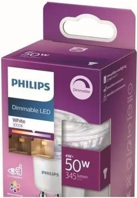 Immagine prodotto di Philips LED Bulb Equivalent 50W GU10. Dimmable. Glass. Pack of 2