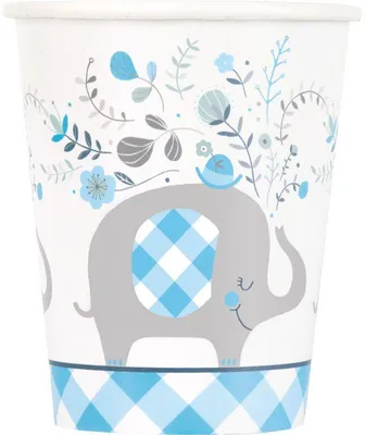Image de Fête prénatale « Éléphant » pour garçon – 8 gobelets