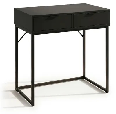 Immagine prodotto di Tavolo consolle stile loft ELANO 2 cassetti 80 cm Nero Gambe nere