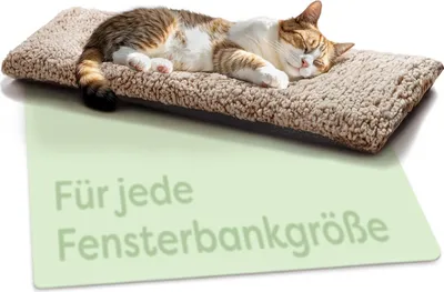 Produktbild von Katzen Fensterliege Fensterbank rutschfest - Selbstwärmende Katzenmatte für Fenster 90x28cm - Weich & Kuschelig - Waschbarer Bezug (Braun)
