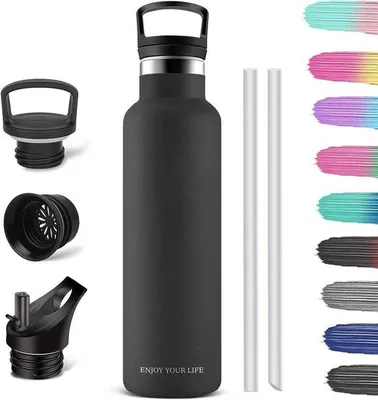 Produktbild von Famanu Thermosflasche 1 Liter, BPA-frei, doppelwandig, 18/8 Edelstahl - für Sport und Freizeit