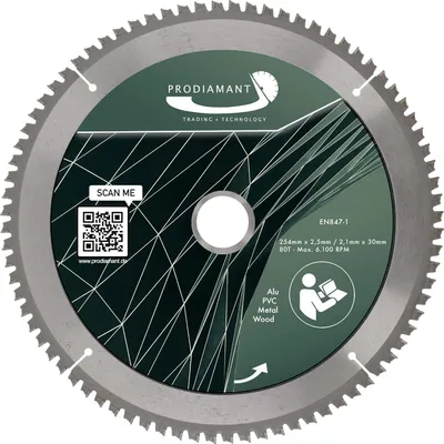 Zdjęcie produktu dla Brzeszczot tarczowy PRODIAMANT 254 mm do drewna, metalu i aluminium z zębami HM TCT
