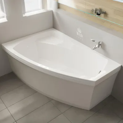 Produktbild von BADLAND Eckbadewanne Badewanne Frida RECHTS 160x105 mit Acrylschürze, Füßen und Ablaufgarnitur GRATIS