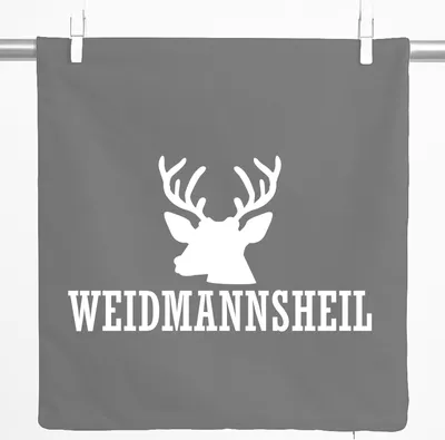 Produktbild von Huuraa Kissenbezug Weidmannsheil Hirsch Jägergruß 40x40cm Steel Grey Baumwolle Dekokissenbezug Geschenkidee