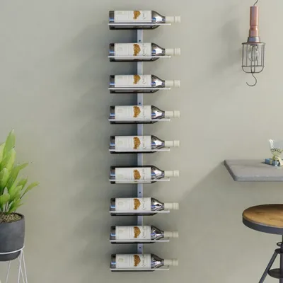 Obrázek produktu pro The Living Store Nástěnný stojan na víno na 9 lahví white iron