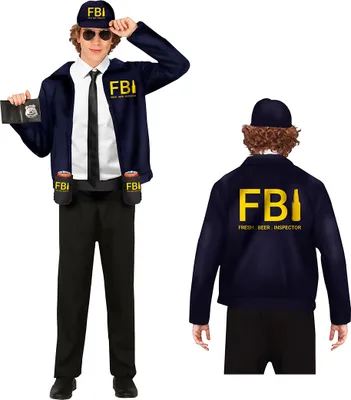 Produktbild von Polizei Kostümset Bierinspektor Karneval Outfit Jacke Mütze Kreativ, Größe: 52 - 54 (L) Farbe: Schwarz