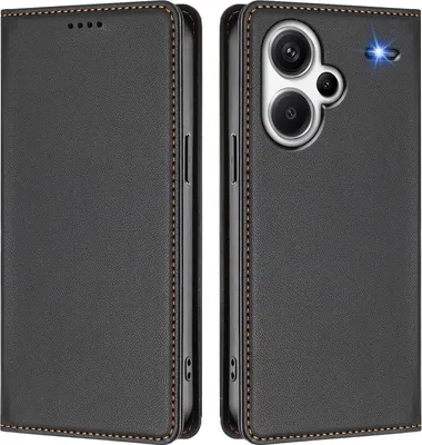 Immagine prodotto di Custodia in pelle per Xiaomi Redmi Note 13 Pro+, custodia a libro magnetica in Finto cuoio con supporto, nera
